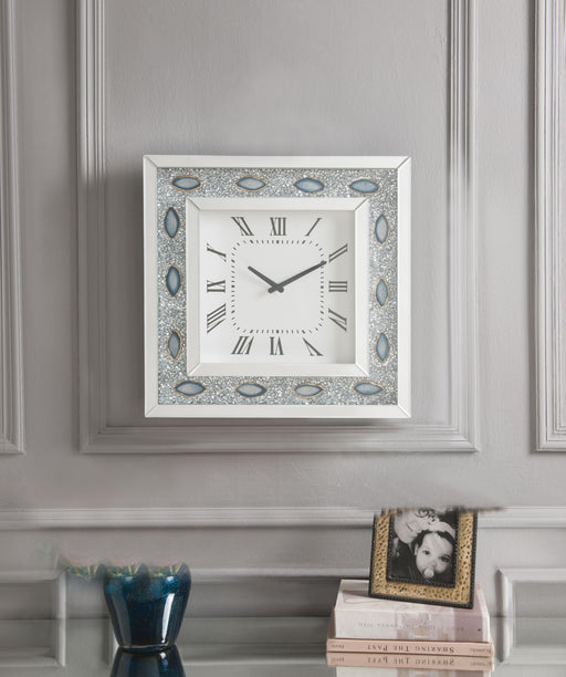 Sonia Mirrored & Faux Agate Wall Clock - U&U Home Budget Furniture (Carteret, NJ)