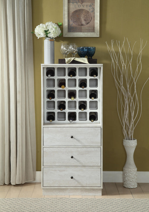 Wiesta Antique White Wine Cabinet - U&U Home Budget Furniture (Carteret, NJ)