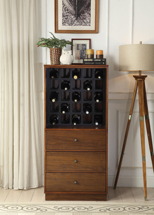 Wiesta Walnut Wine Cabinet - U&U Home Budget Furniture (Carteret, NJ)