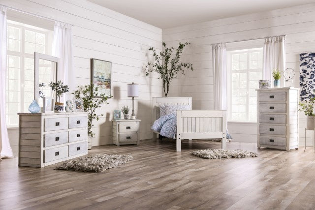 Rockwall Full, Queen, & Twin Bed White, Gray, & White - U&U Home Budget Furniture (Carteret, NJ)