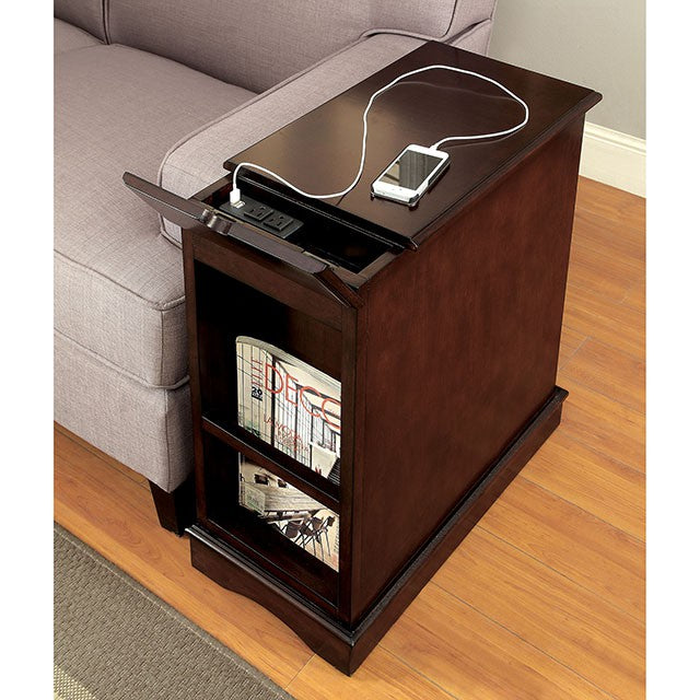 LILITH I Cherry Side Table w/ USB - U&U Home Budget Furniture (Carteret, NJ)