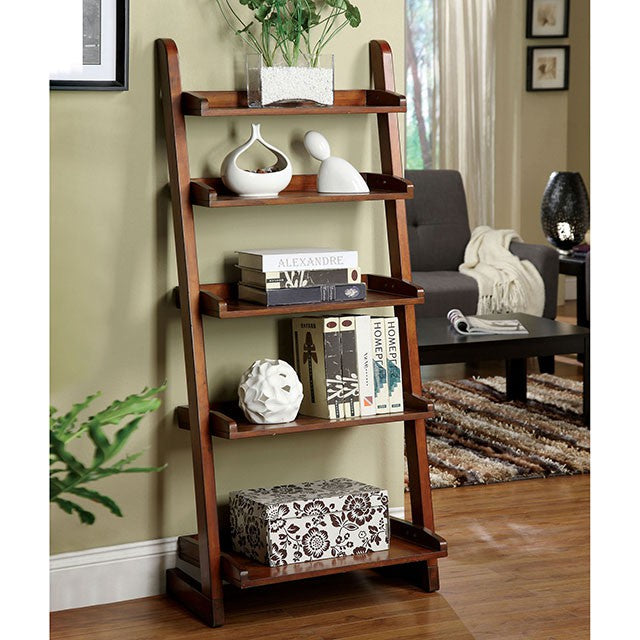 Lugo Antique Oak Ladder Shelf - U&U Home Budget Furniture (Carteret, NJ)