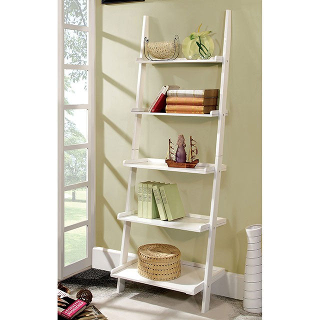 Sion White Ladder Shelf - U&U Home Budget Furniture (Carteret, NJ)
