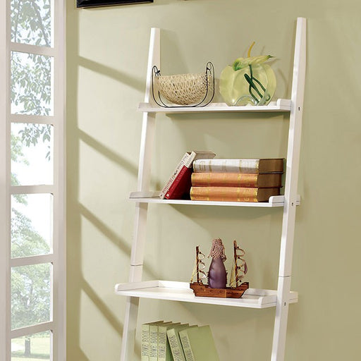 Sion White Ladder Shelf - U&U Home Budget Furniture (Carteret, NJ)