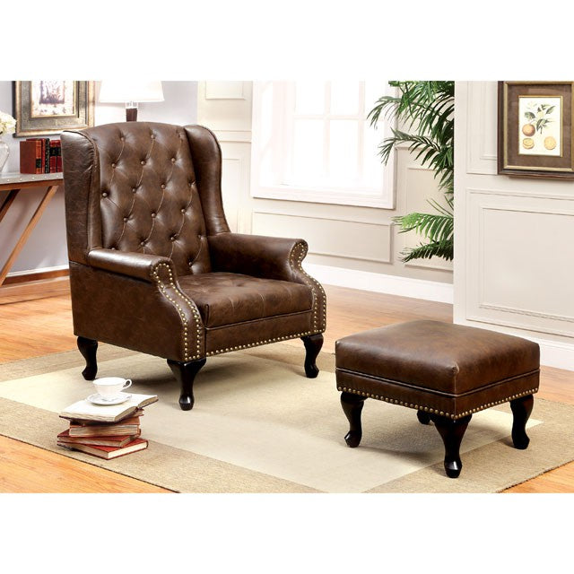 VAUGH Rustic Brown Accent Chair - U&U Home Budget Furniture (Carteret, NJ)