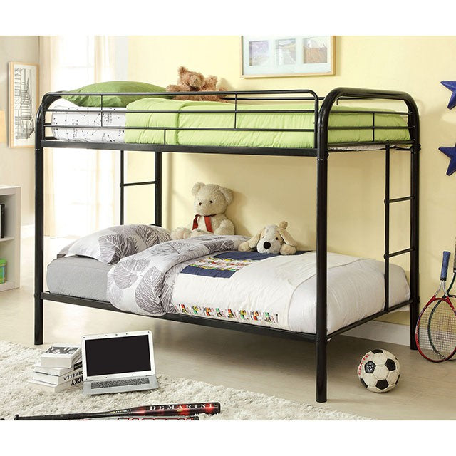 Rainbow Twin/Twin Bunk Bed Black, Silver, & White - U&U Home Budget Furniture (Carteret, NJ)