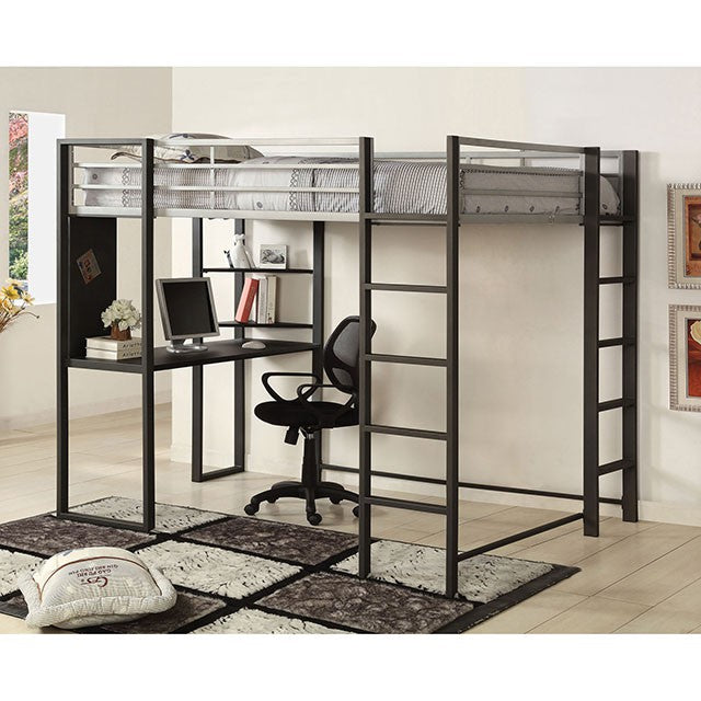 Sherman Silver/Gun Metal Full & Queen Bed w/ Workstation - U&U Home Budget Furniture (Carteret, NJ)