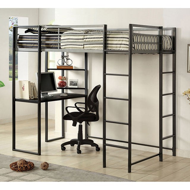 Sherman Silver/Gun Metal Full & Queen Bed w/ Workstation - U&U Home Budget Furniture (Carteret, NJ)