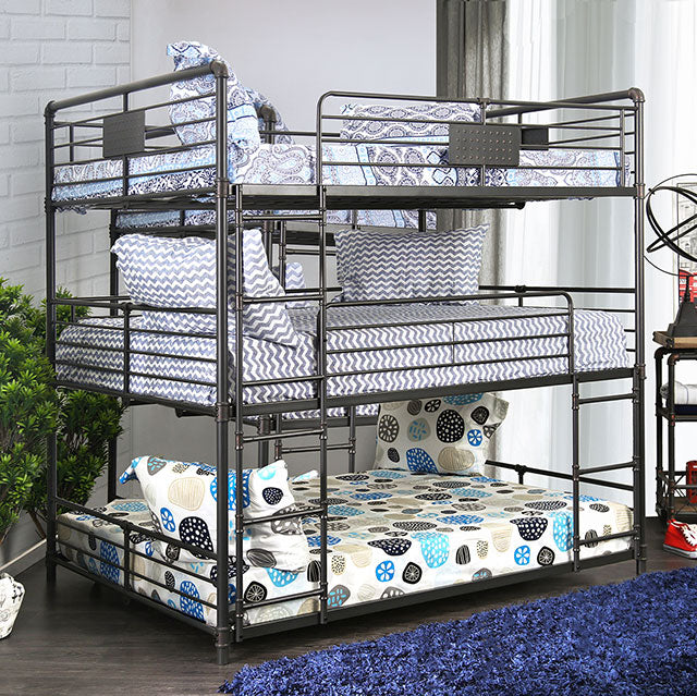 Olga I Antique Black Full/Full Bunk Bed - U&U Home Budget Furniture (Carteret, NJ)