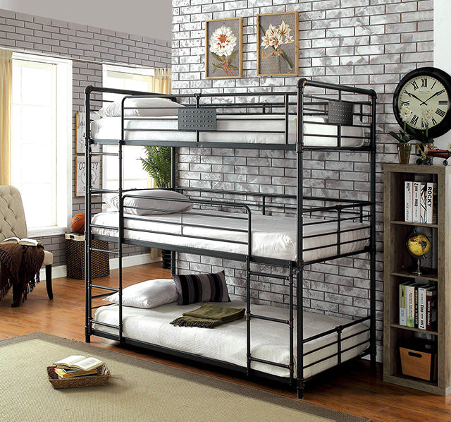 Olga I Antique Black Full/Full Bunk Bed - U&U Home Budget Furniture (Carteret, NJ)