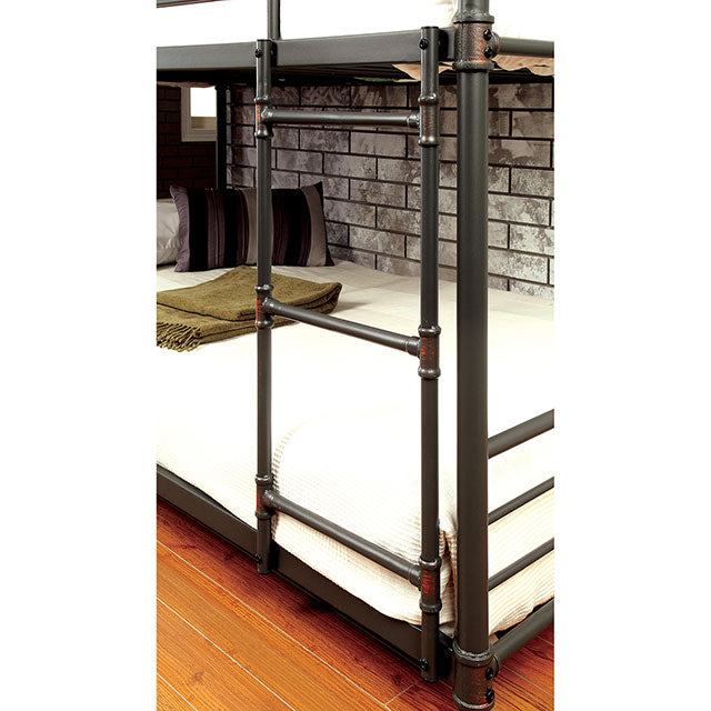 Olga I Antique Black Full/Full Bunk Bed - U&U Home Budget Furniture (Carteret, NJ)