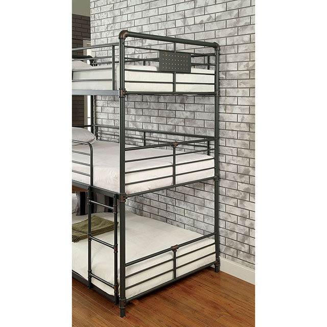 Olga I Antique Black Full/Full Bunk Bed - U&U Home Budget Furniture (Carteret, NJ)