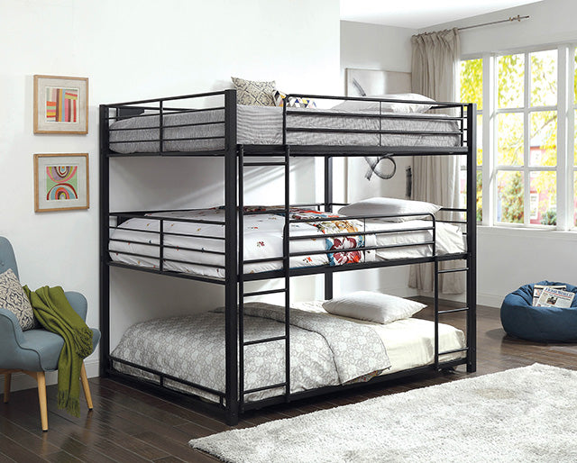 Olga I Antique Black Full/Full Bunk Bed - U&U Home Budget Furniture (Carteret, NJ)