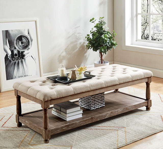 Tanya Beige Bench - U&U Home Budget Furniture (Carteret, NJ)