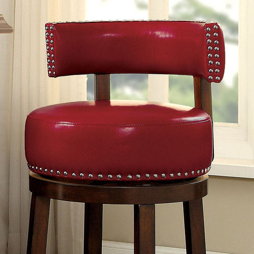 SHIRLEY Dark Oak/Red 29" Bar Stool - U&U Home Budget Furniture (Carteret, NJ)