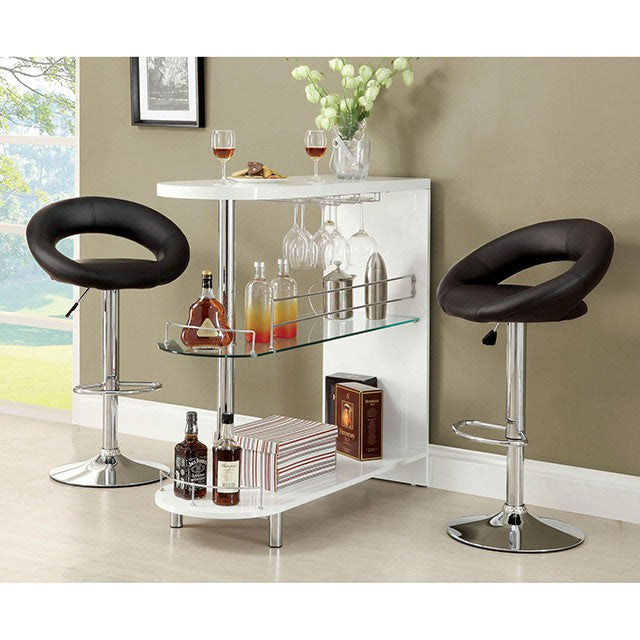 Numbi White/Chrome Mini Server - U&U Home Budget Furniture (Carteret, NJ)