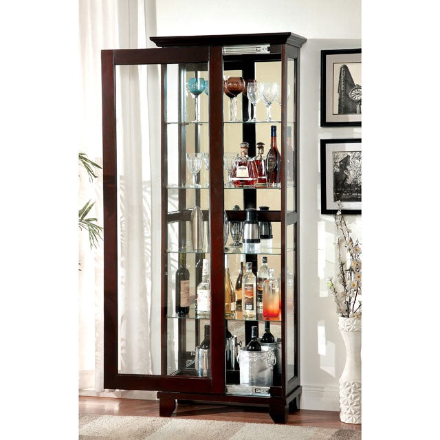 LUDDEN Dark Walnut Curio - U&U Home Budget Furniture (Carteret, NJ)