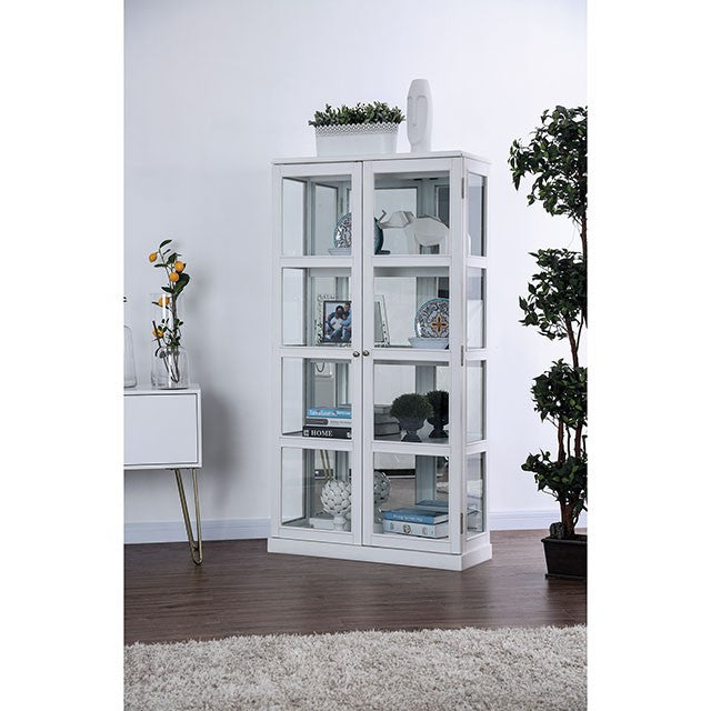 Vilas White Curio Cabinet - U&U Home Budget Furniture (Carteret, NJ)