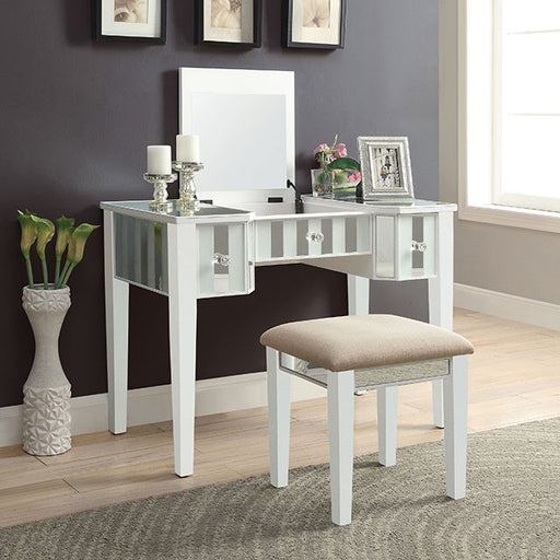 Joyce White Vanity w/ Stool - U&U Home Budget Furniture (Carteret, NJ)