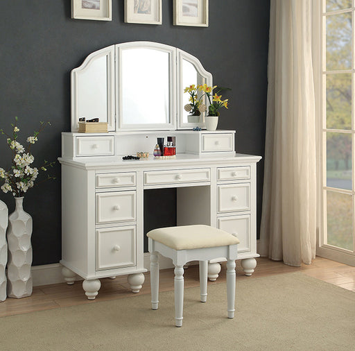 ATHY White Vanity w/ Stool - U&U Home Budget Furniture (Carteret, NJ)