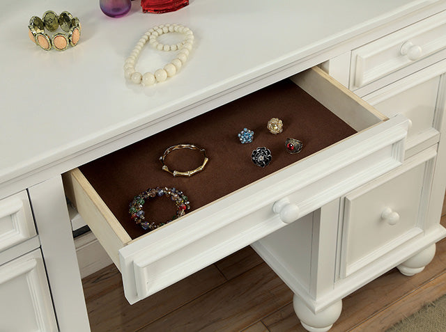 ATHY White Vanity w/ Stool - U&U Home Budget Furniture (Carteret, NJ)