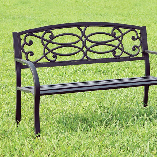 POTTER Black Patio Steel Bench - U&U Home Budget Furniture (Carteret, NJ)