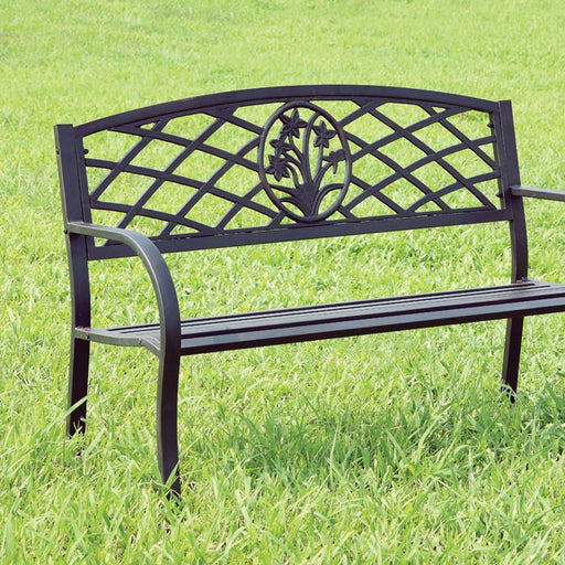 MINOT Black Patio Steel Bench - U&U Home Budget Furniture (Carteret, NJ)