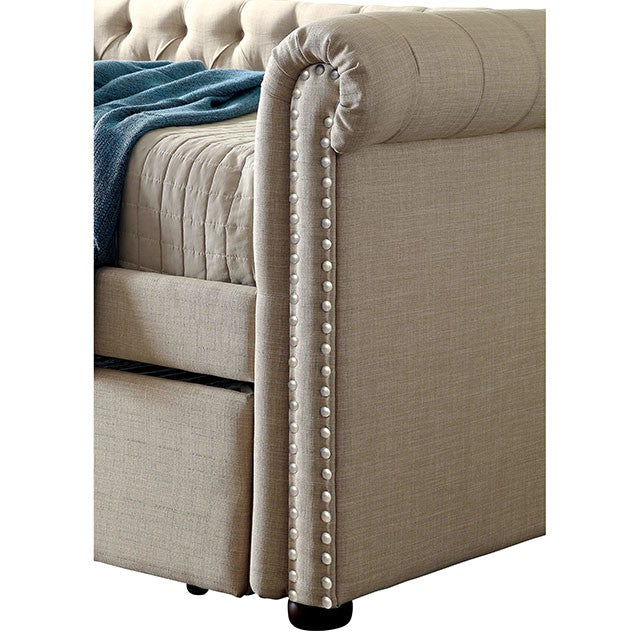 Leanna Daybed w Trundle Beige - U&U Home Budget Furniture (Carteret, NJ)