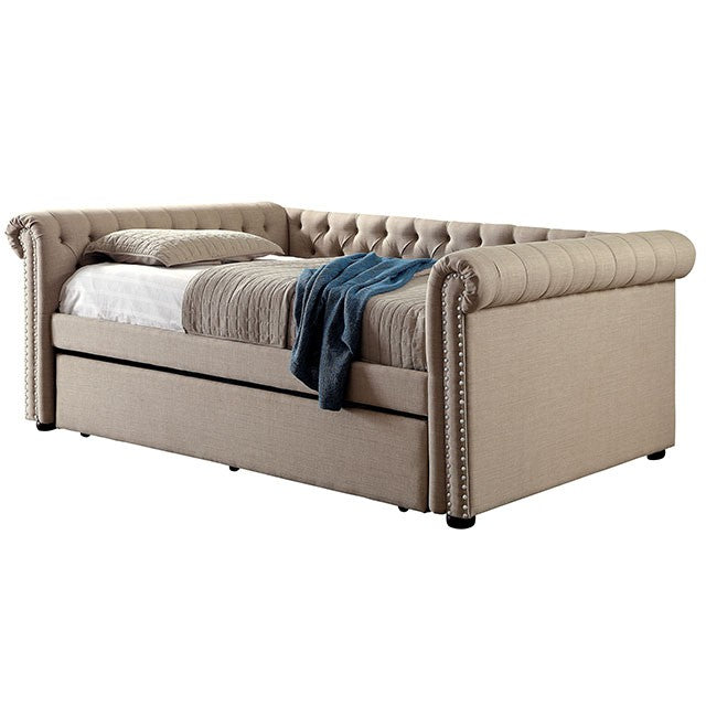 Leanna Daybed w Trundle Beige - U&U Home Budget Furniture (Carteret, NJ)