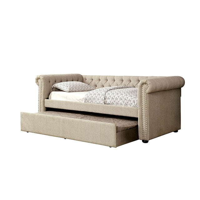 Leanna Daybed w Trundle Beige - U&U Home Budget Furniture (Carteret, NJ)
