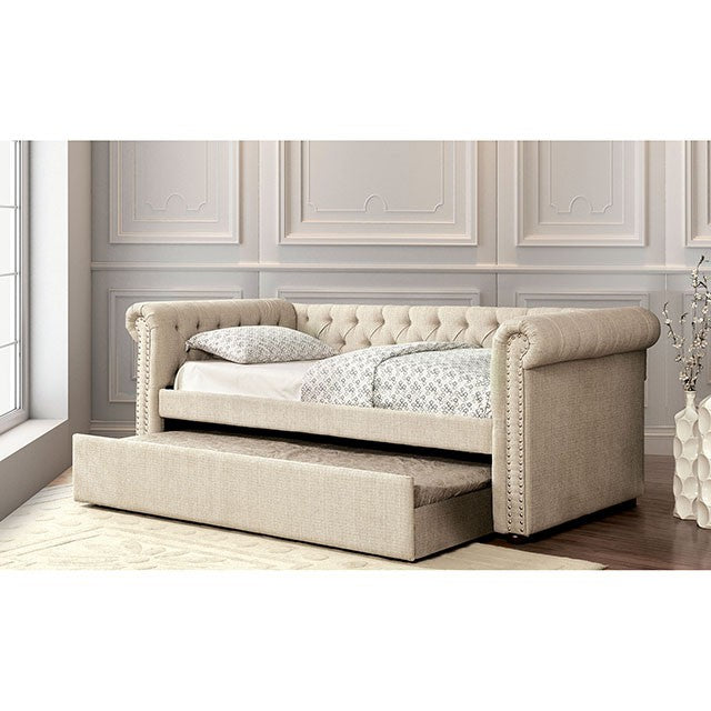 Leanna Daybed w Trundle Beige - U&U Home Budget Furniture (Carteret, NJ)
