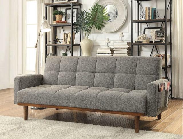 Nettie Gray/Oak Futon Sofa - U&U Home Budget Furniture (Carteret, NJ)
