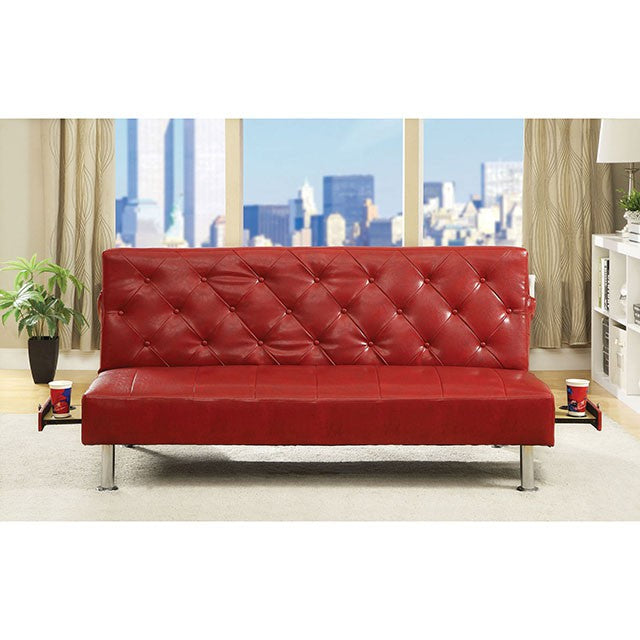 Farel Futon Sofa Red & White - U&U Home Budget Furniture (Carteret, NJ)
