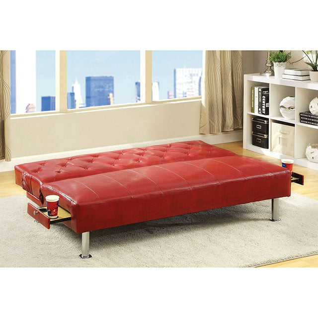 Farel Futon Sofa Red & White - U&U Home Budget Furniture (Carteret, NJ)