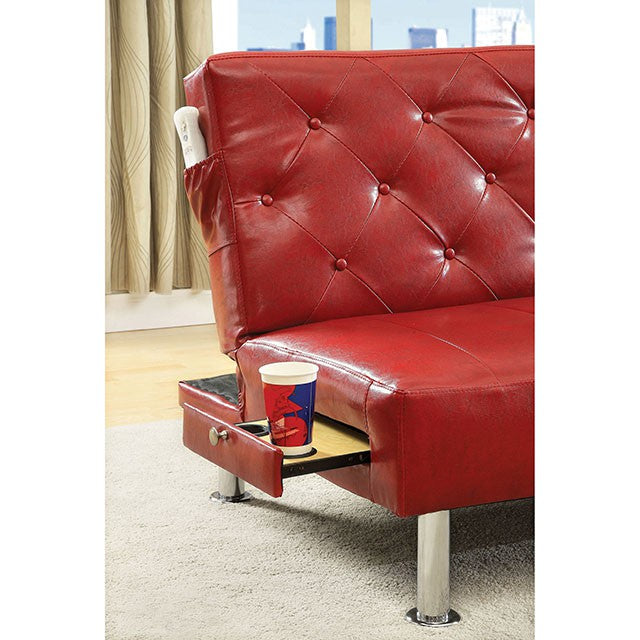 Farel Futon Sofa Red & White - U&U Home Budget Furniture (Carteret, NJ)