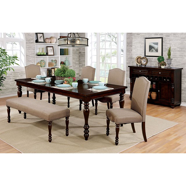 HOLCROFT Antique Cherry/Beige Bench - U&U Home Budget Furniture (Carteret, NJ)