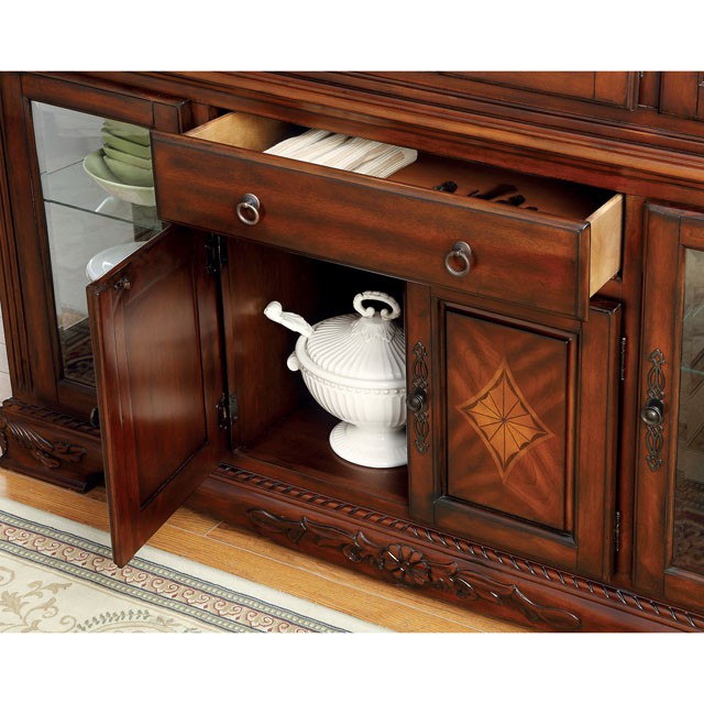 PETERSBURG I Cherry Dining Table w/ 1 X 18" Leaf - U&U Home Budget Furniture (Carteret, NJ)