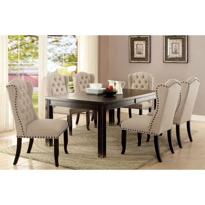 Sania 7 Pc Dining Table Set Black - U&U Home Budget Furniture (Carteret, NJ)