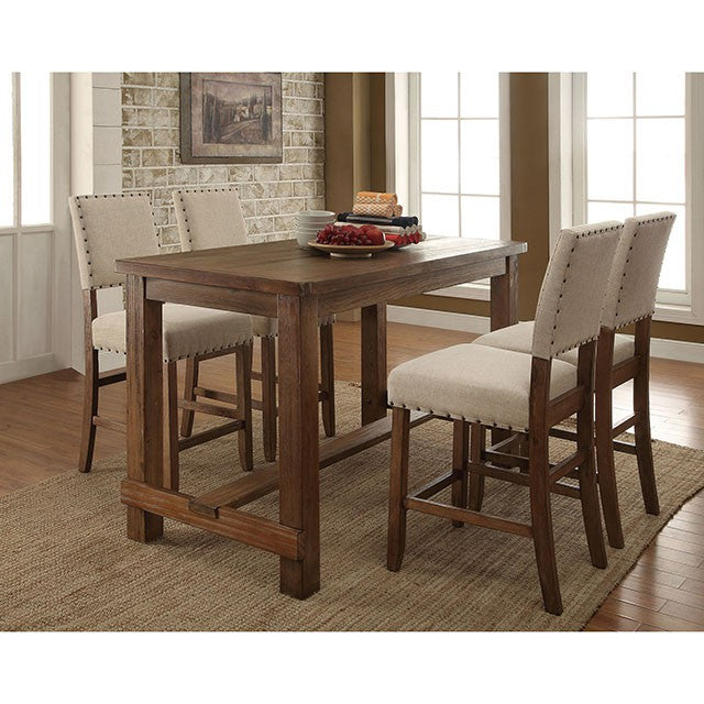 SANIA Rustic Oak Counter Ht. Chair (2/CTN) - U&U Home Budget Furniture (Carteret, NJ)
