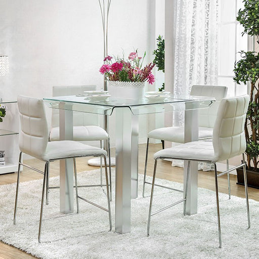 Richfield 5 Pc Counter Ht Table Set Silver - U&U Home Budget Furniture (Carteret, NJ)