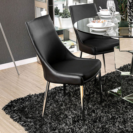 Izzy Silver/Black Side Chair, Black (2/CTN) - U&U Home Budget Furniture (Carteret, NJ)