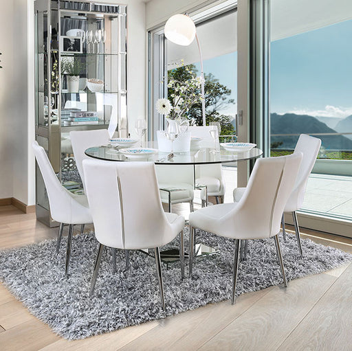 Izzy 5 Pc Dining Table Set (White Chairs) - U&U Home Budget Furniture (Carteret, NJ)
