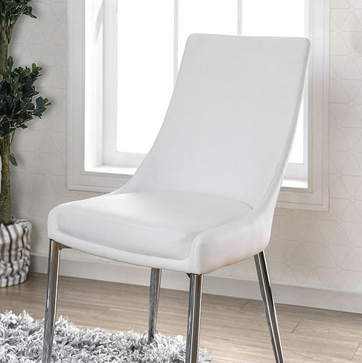 Izzy Silver/White Side Chair, White (2/CTN) - U&U Home Budget Furniture (Carteret, NJ)