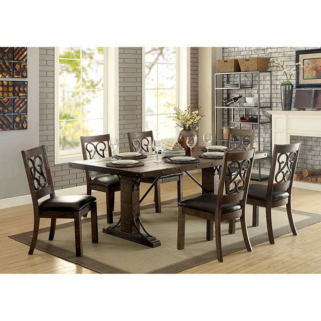 PAULINA Rustic Walnut Dining Table - U&U Home Budget Furniture (Carteret, NJ)