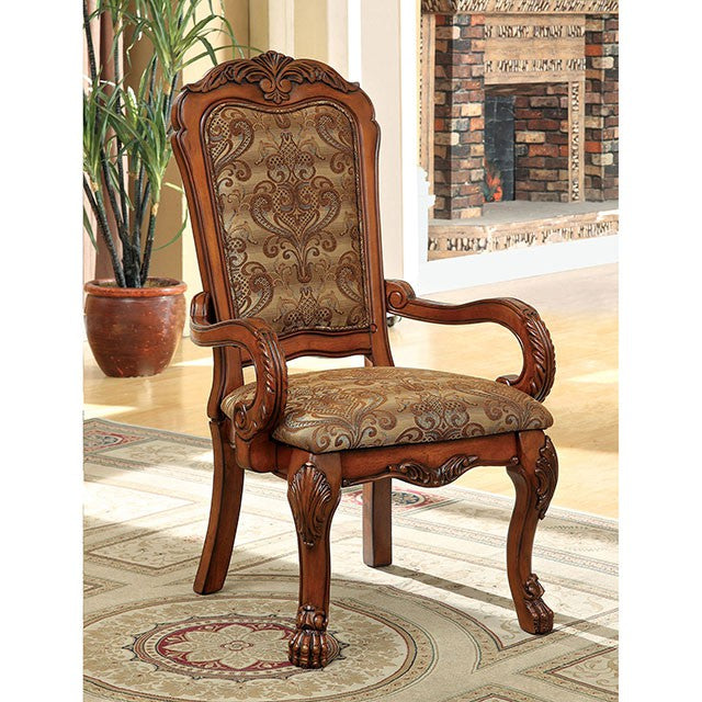 Medieve Antique Oak Arm Chair (2/CTN) - U&U Home Budget Furniture (Carteret, NJ)