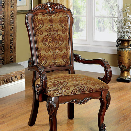 MEDIEVE Cherry Arm Chair, Cherry (2/CTN) - U&U Home Budget Furniture (Carteret, NJ)