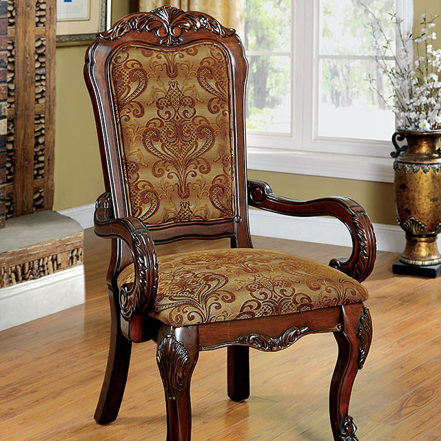MEDIEVE Cherry Arm Chair, Cherry (2/CTN) - U&U Home Budget Furniture (Carteret, NJ)