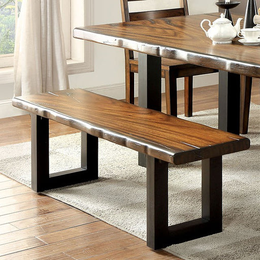MADDISON Tobacco Oak/Black Bench - U&U Home Budget Furniture (Carteret, NJ)