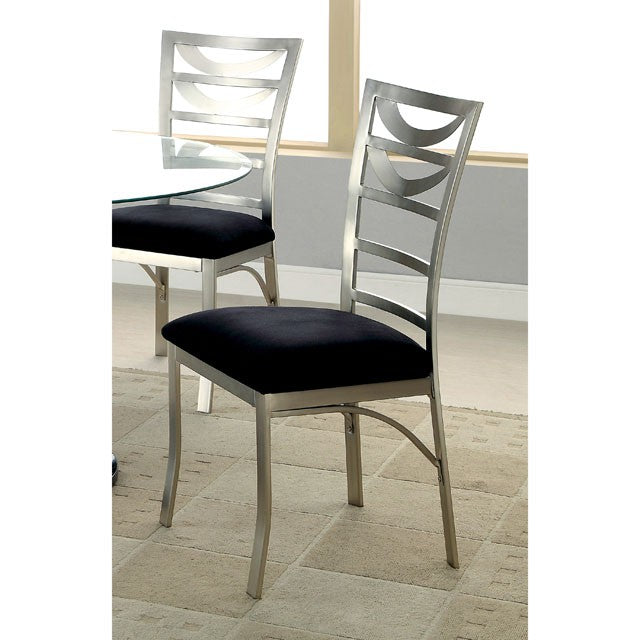 ROXO Silver/Black Side Chair (2/CTN) - U&U Home Budget Furniture (Carteret, NJ)