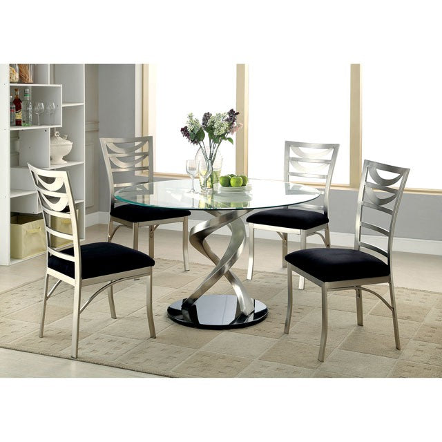 ROXO Silver/Black Side Chair (2/CTN) - U&U Home Budget Furniture (Carteret, NJ)